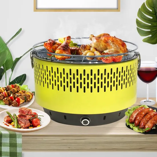 Smokeless Charcoal Barbecue Round Tabletop Portable Camping Bbq Grills