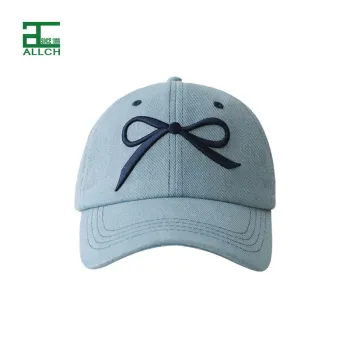 Versatile Women's Fashion Bow Embroidery Denim Cap