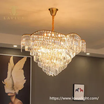 Creative design crystal chandelier Gold brass fancy pendant light Unique crystal chandelier for living room