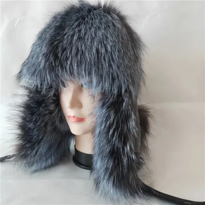 Winter Hat Fur Hat Russian Men Hunting Hat Real Silver Fox Fur Hats