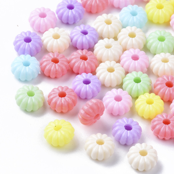 Pandahall Pumpkin Opaque Polystyrene (PS) Plastic Corrugated Beads: Craft and DIY Supplies