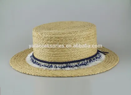 Ladies natural color raffia braid summer hats, pork pie hat, new coming summer hat with nice trimming