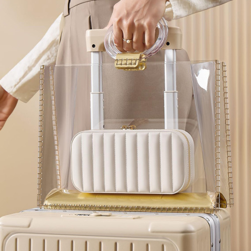 Dual Metal Zipper Portable Independent Mirror Jewelry Box