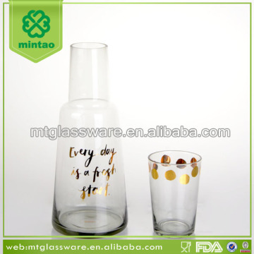 Drinking water glass water decanter water carafe with gold decal wholesale