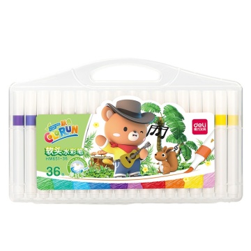 Deli HM651-36: 36 Pcs Triangular Washable Watercolor Pens per Box