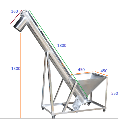 Tornillo de sinfín de tornillo para polvo de acero inoxidable personalizado