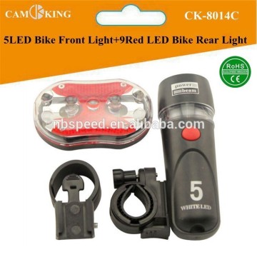 Bike front light with 5led seatpost mounting placement tail light with 9led