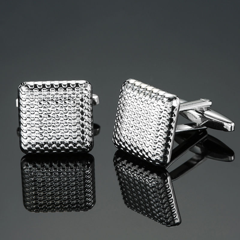 High quality brass material silvery laser pattern building block Cufflink fashion men's French shirt Cufflinks wholesale retail