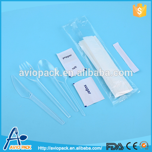Wholesale individually wrapped clear plastic pp cutlery for airplane