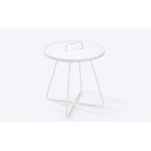 small round black outdoor corner side coffee table