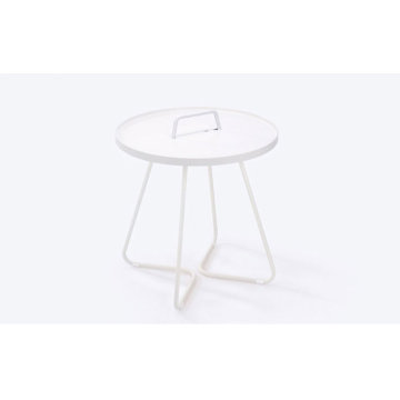 small round black outdoor corner side coffee table