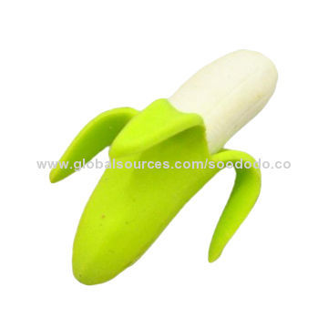 Fancy Banana Pencil Erasers, Free Sample/Low Price/3D/TPR/Good-quality/Professional Factory