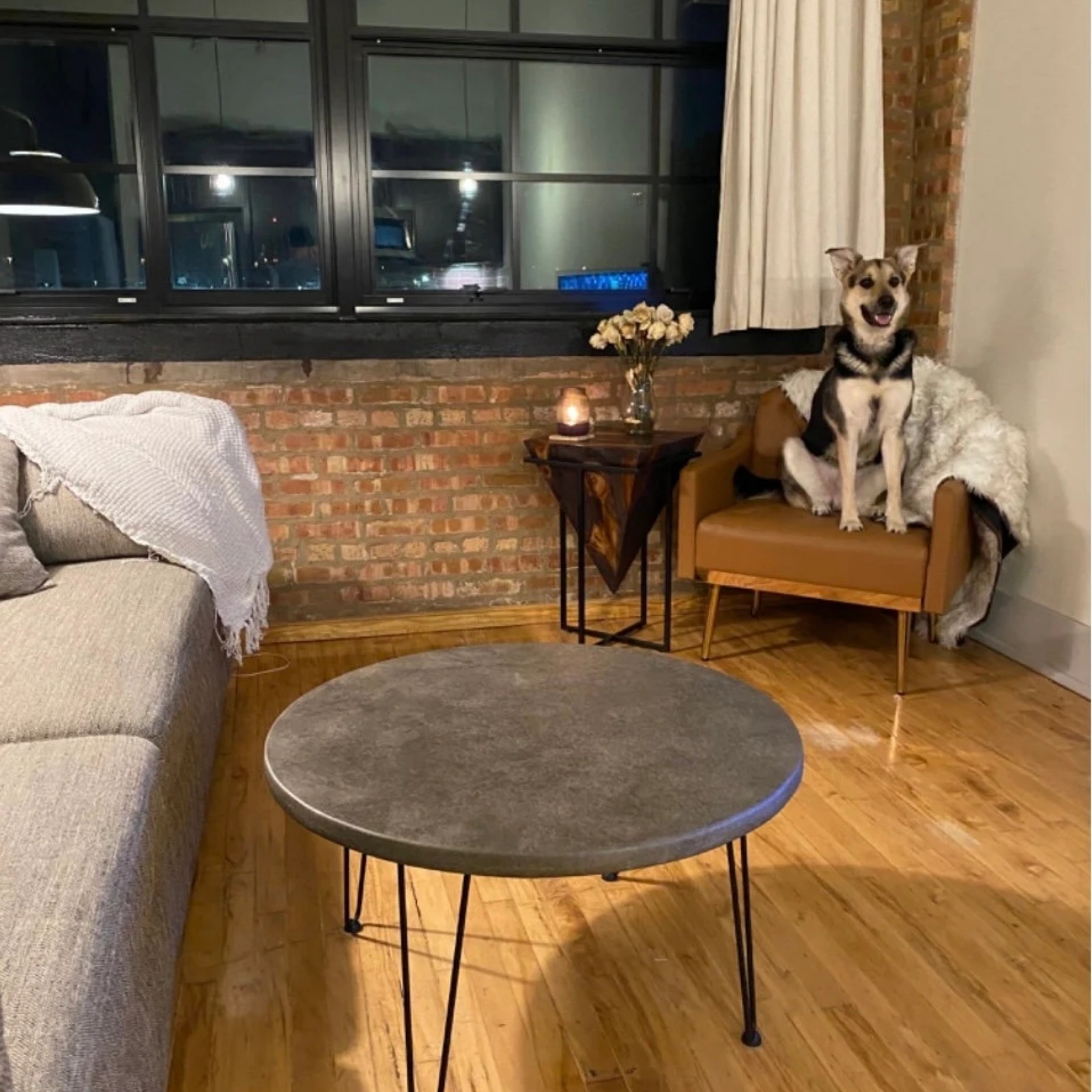 Lightweight Round Concrete Metal Coffee Table