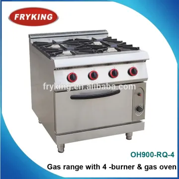 commercial gas range with 4 burners and oven