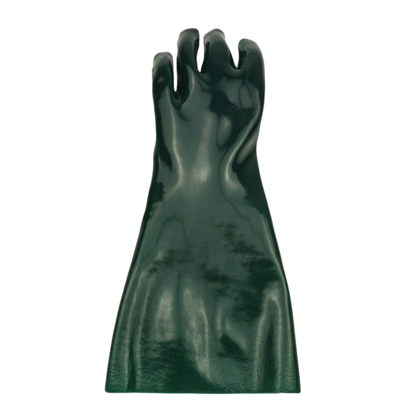 Guantes de PVC verde bañado triple con acabado arenoso