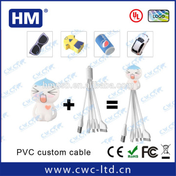 BSCI audit Factory directly (external cable) custom 4 in 1 cable multi connector custom shape charging cable by PVC material