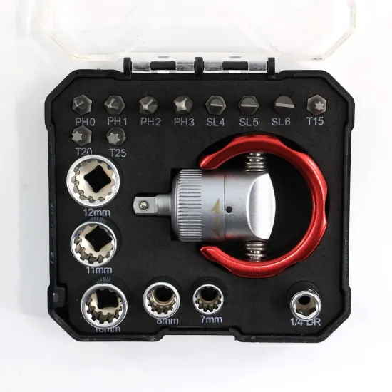 17 Piece Screwdriver Bit and Socket Set: Comprehensive Ratchet Kit Including Phillips, Slot Bits & 1/4'' Adaptor