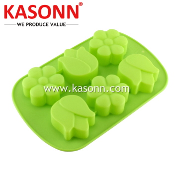 6 Cavity Silicone Flower Soap Cupcake Molds
