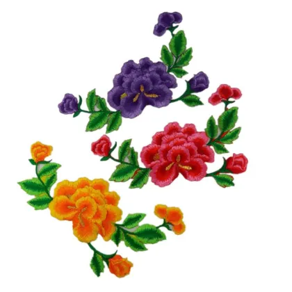 Chinese Peony Flower Applique Embroidered Patches