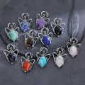 Labradorite 13X18mm Cabs Antique Silver Alloy Spider Pendant Necklace 45cm Black Cord