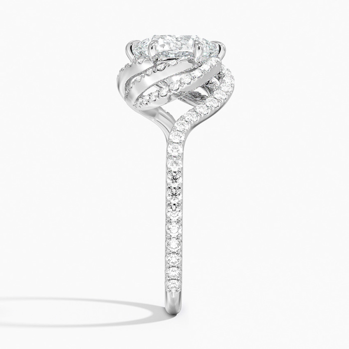 Pave Setting แหวนเพชรแล็บทองคำขาว 18k