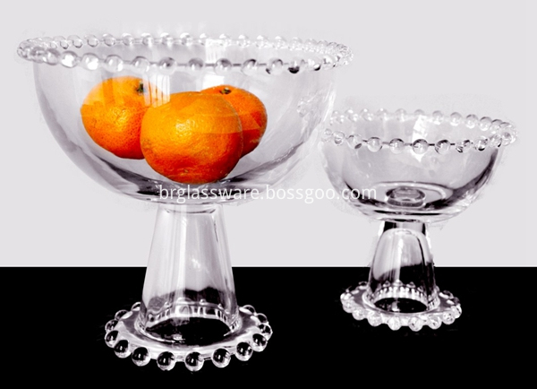 clear beaded glass fruit bowl