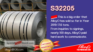 AlloyO has sold S32205 duplex steel 17 tons