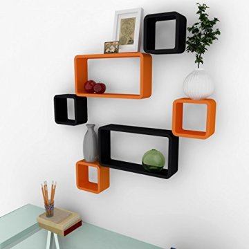 Pack Of 6 Wood Square Wall Cube Shelves