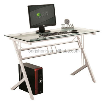 Lightweight Stainless Steel Frame Glass Computer Desk