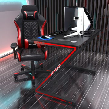 Z Form einstellbarer LED -Gaming -Schreibtisch für professionelle Spieler