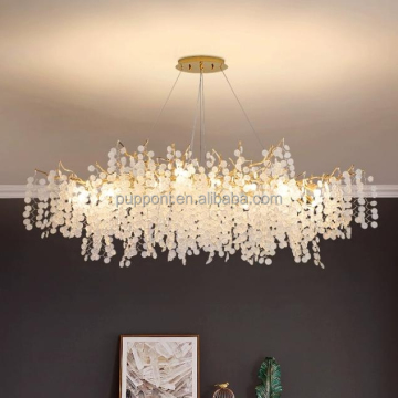 Gold Finish Chandelier with Glass Strings