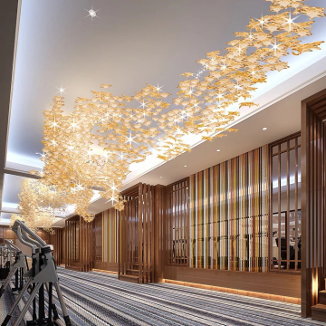 Contemporary Gold Acrylic ABS Pendant Lamp for Hotel Lobby Decoration