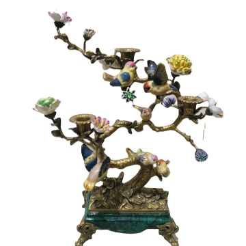Copper Ceramic Bird Branch for European Luxury Adornment in French Sitting Rooms and Porches
