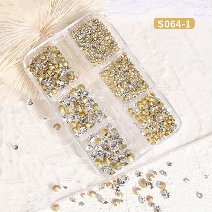 Hot Sale Nail Rhinestones Kit - 6 Sizes 3D Diamond Rhinestones for DIY Nail Art & Salon Beauty