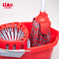A130065 LiAo Red Grey Twisted Microfiber Water Mop Limpador de piso com cabo longo
