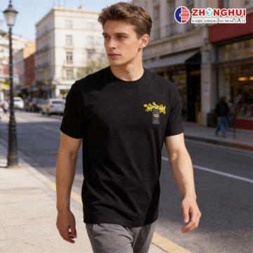 Graffiti Print Black Streetwear Men T-Shirt