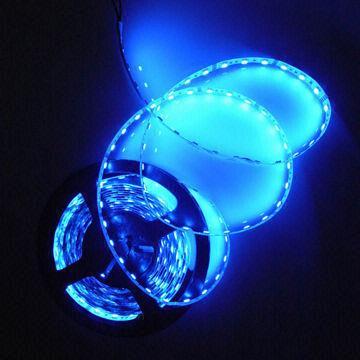 Blue Flexible LED Strip with 120pcs SMD 3528 LEDs/Meter Quantity, Waterproof