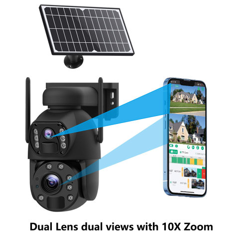 Y11 Dual Lins 16x Zoom Ptz Wi -Fi Солнечная батарея с питанием сетевой безопасности.