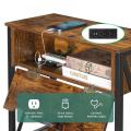 Table de bout storable rustique avec station de charge