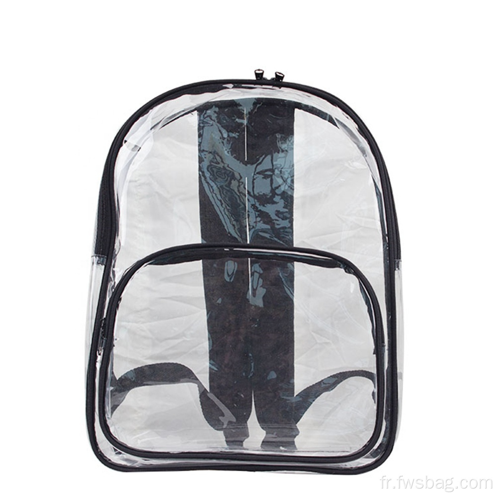 PVC transparent personnalisé à vin bon marché Custom Voir par le logo de sacs à dos clear de l'étudiant de la sécurité scolaire