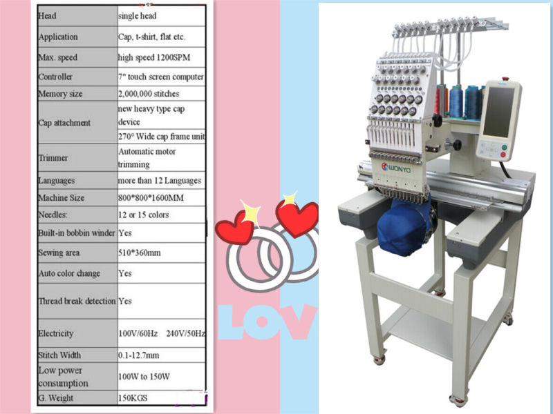 Single Head Embroidery Machine for Cross Embroidery (WY1201CS)