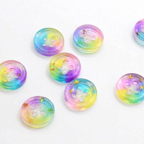 Round Star Glitter Resin Buttons Sewing DIY Scrapbooking Decals for Kids Crafts Accessories 100pcs