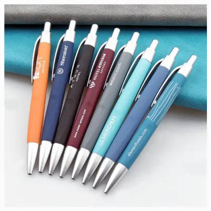 High Quality Sheraton Gift Printed Black Rubber Coated Hotel Pen