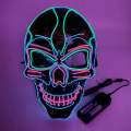 Máscara de Halloween com caveira LED multicolorida com fio EL