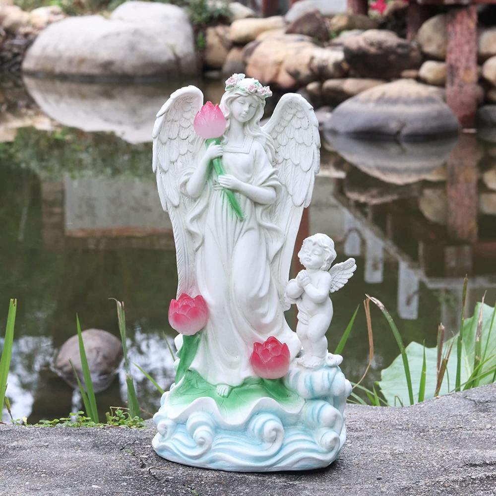 Solar Garden Figurine Lotus Outdoor Decor