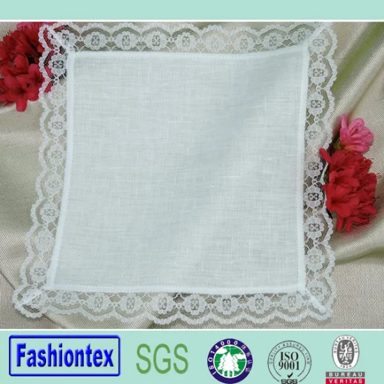 Wide Border Design White Cathedral Lace Handkerchief1