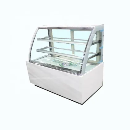 Transparent Curved Glass Showcase Bakery Pastry Cake Stand Up display fridges cakes