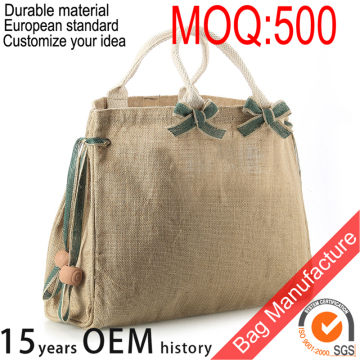 custom ladies used jute bag for shopping with custom logo