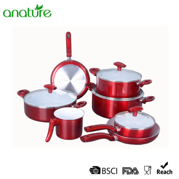 Pressed Ceramic Non-Stick Metaillc Aluminum Cookware Set