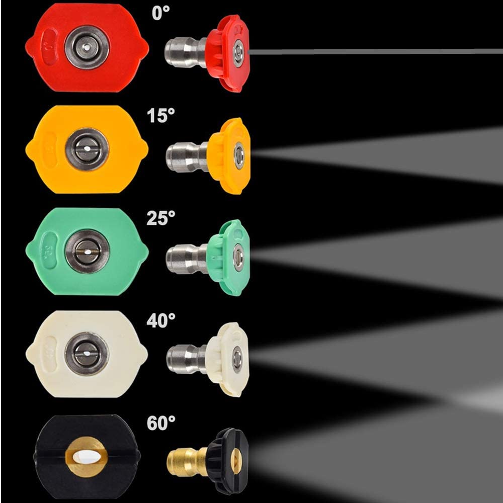 5pcs Druckunterlegscheibe Sprühdüsenspitzen mehrere Grad 1/4 Schnellverbindungsdesign 2,5 gpm für die Druckwaschmaschine